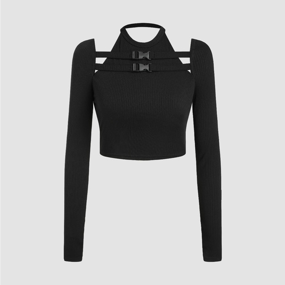 Cider Tops - NWOT Cider Long Sleeve Buckle Crop Top